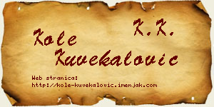 Kole Kuvekalović vizit kartica